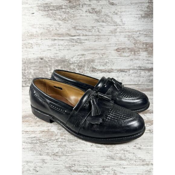 Men\'s Allen Edmonds \'Cody\' Black Woven Leather Kiltie Tassel Loafers Sz 12D main image 6